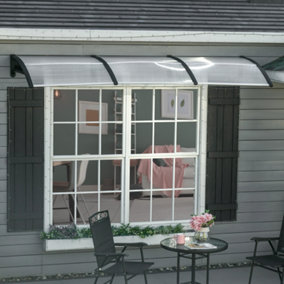 Outsunny Front Door Canopy, Outdoor Awning, 300 x 96cm Rain Shelter for Window, Porch and Front/Back Door, Clear