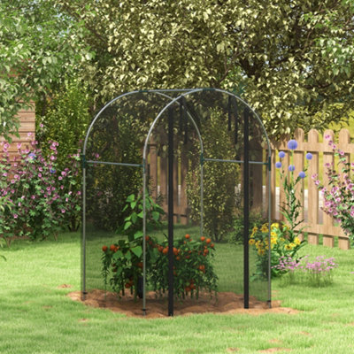 Outsunny Fruit Cage, Plant Protection Tent, 1.2 x 1.2 x 1.9m, Black