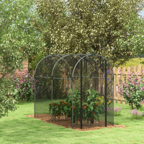 Outsunny Fruit Cage, Plant Protection Tent, 1.2 x 2.4 x 1.9m, Black