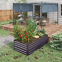 Outsunny Galvanised Steel Outdoor Raised Bed w/ Reinforced Rods, Dark Grey