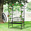 Outsunny Garden Arbour Arch Metal Bench Loveseat Outdoor Patio Plant Climber