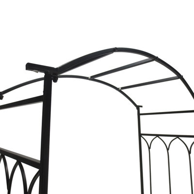 Outsunny Garden Arbour Bench Plant Climbing Support Trellis Rose Vines Black - 5