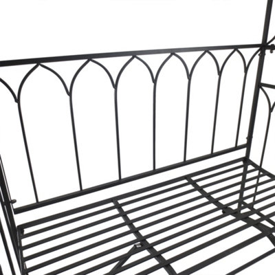 Outsunny Garden Arbour Bench Plant Climbing Support Trellis Rose Vines Black - 8