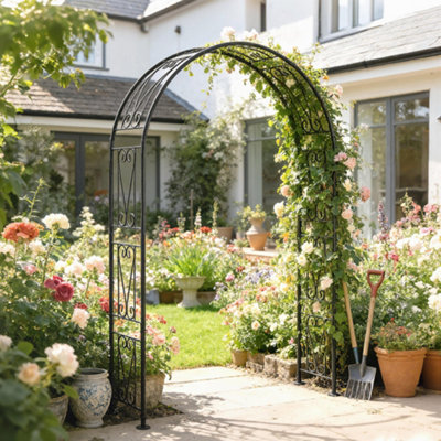 Outsunny Garden Arch, Rose Arch, Black