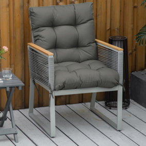 Outsunny Garden Back Chair Cushion, Comfortable Patio Seat Cushion Pad with Backrest for Outdoor & Indoor Use, Light Grey