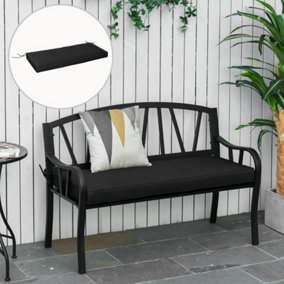 Outsunny Garden Bench Cushion 2 Seater Seat Pad 120x50x8cm Black