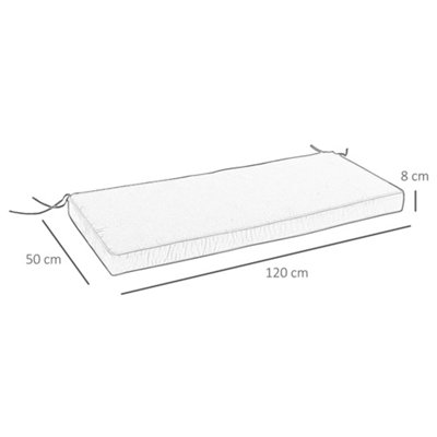 Outsunny Garden Bench Cushion 2 Seater Seat Pad 120x50x8cm Black - 3