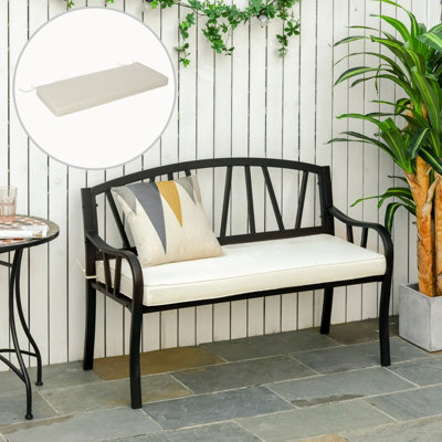 Outsunny Garden Bench Cushion 2 Seater Seat Pad 120x50x8cm Cream White