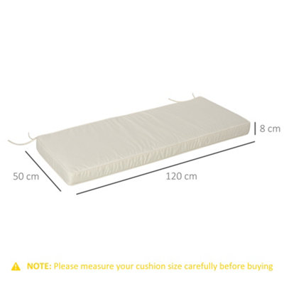 Outsunny Garden Bench Cushion 2 Seater Seat Pad 120x50x8cm Cream White - 3