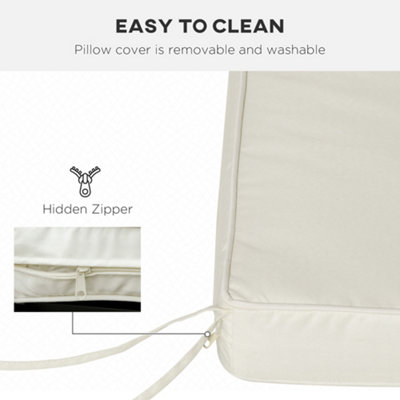 Outsunny Garden Bench Cushion 2 Seater Seat Pad 120x50x8cm Cream White - 5