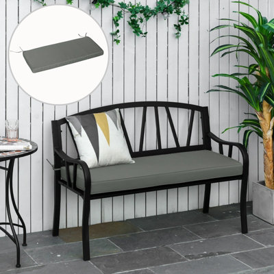 Outsunny Garden Bench Cushion 2 Seater Seat Pad Indoor& Outdoor Use Grey