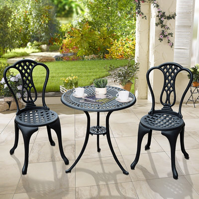 Outsunny Garden Bistro Set Outdoor Table Chairs Aluminium Patio