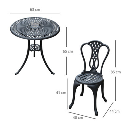 Outsunny Garden Bistro Set Outdoor Table Chairs Aluminium Patio Lawn Furniture