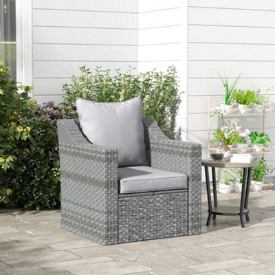 Outsunny Garden Chair Cushion Set with 1 Seat and 1 Back Pad, Light Grey