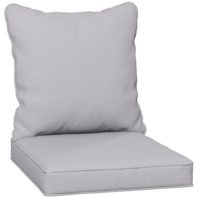 Outsunny Garden Chair Cushion Set with 1 Seat and 1 Back Pad, Light Grey