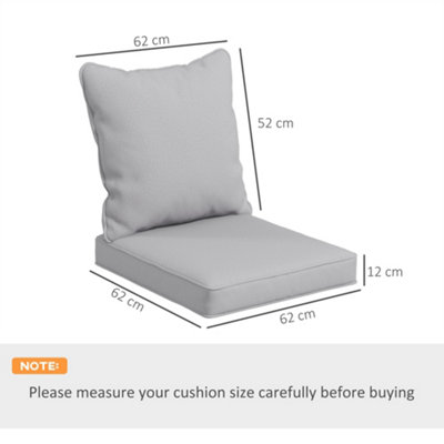 Outsunny Garden Chair Cushion Set with 1 Seat and 1 Back Pad, Light Grey