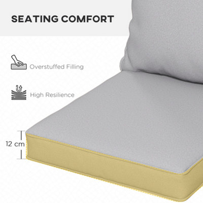Outsunny Garden Chair Cushion Set with 1 Seat and 1 Back Pad, Light Grey