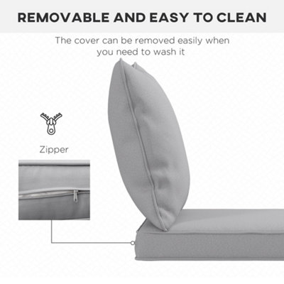 Outsunny Garden Chair Cushion Set with 1 Seat and 1 Back Pad, Light Grey