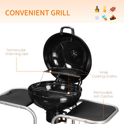 Outsunny Garden Charcoal Barbecue Grill Trolley BBQ Patio Heating w/ Wheels - 4