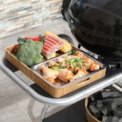 Outsunny Garden Charcoal Barbecue Grill Trolley BBQ Patio Heating w/ Wheels - 8