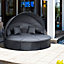 Outsunny Garden Daybed  Cushioned Round Sofa Bed Conversation Furnitur Set