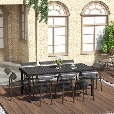 Outsunny Garden Dining Table for 8, Aluminium Frame for Patio, Black