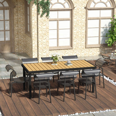 Outsunny Garden Dining Table for 8, Aluminium Frame for Patio, Natural