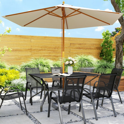 Outsunny Extending Garden Table with Slatted Top, 160/220 x 90 x 73 cm, Grey