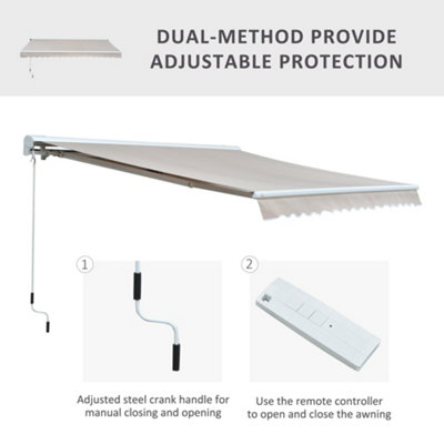 Outsunny Garden Door Awning Retractable Canopy Electric Patio Shelter 3.5M - 4