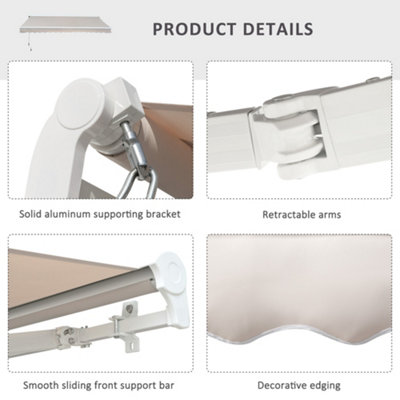 Outsunny Garden Door Awning Retractable Canopy Electric Patio Shelter 3.5M - 7