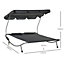 Outsunny Garden Double Hammock Sun Lounger Day Bed Canopy With Stand and 2 Pillows