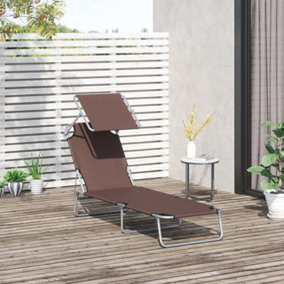 Outsunny Garden Folding Chair Sun Lounger Bed Outdoor Recliner