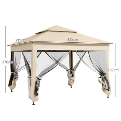 Outsunny Garden Folding Tent Heavy Duty Pop Up Gazebo for Party Cream - 3
