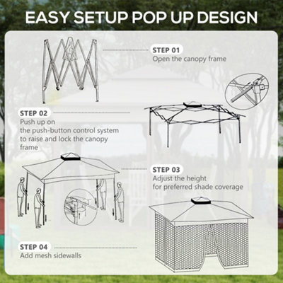 Outsunny Garden Folding Tent Heavy Duty Pop Up Gazebo for Party Cream - 5