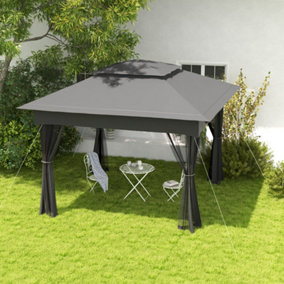 Outsunny Garden Folding Tent Heavy Duty Pop Up Gazebo for Party Dark Grey