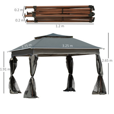 Outsunny Garden Folding Tent Heavy Duty Pop Up Gazebo for Party Dark Grey - 3