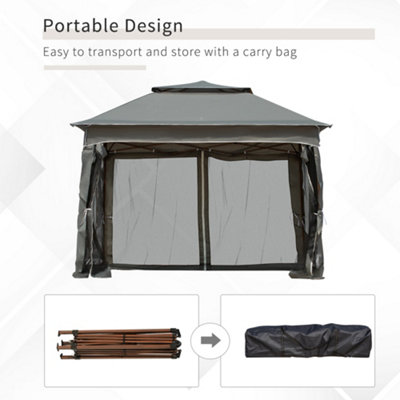 Outsunny Garden Folding Tent Heavy Duty Pop Up Gazebo for Party Dark Grey - 6