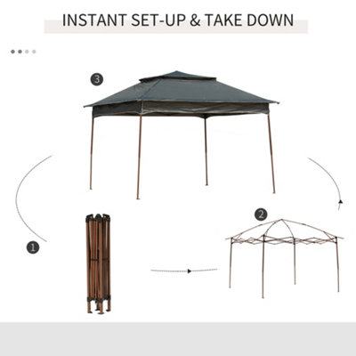 Outsunny Garden Folding Tent Heavy Duty Pop Up Gazebo for Party Dark Grey - 7