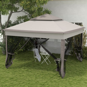 Outsunny Garden Folding Tent Heavy Duty Pop Up Gazebo for Party Light Grey