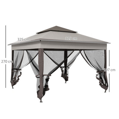 Outsunny Garden Folding Tent Heavy Duty Pop Up Gazebo for Party Light Grey - 3