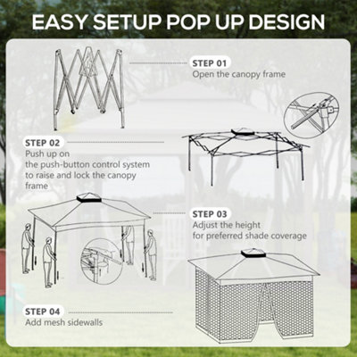 Outsunny Garden Folding Tent Heavy Duty Pop Up Gazebo for Party Light Grey - 4
