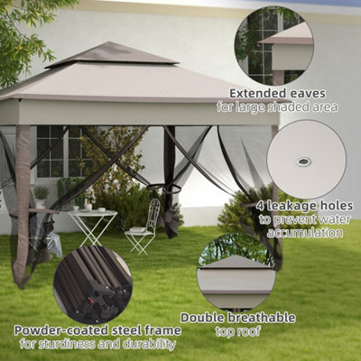 Outsunny Garden Folding Tent Heavy Duty Pop Up Gazebo for Party Light Grey - 6