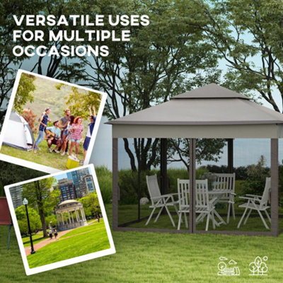 Outsunny Garden Folding Tent Heavy Duty Pop Up Gazebo for Party Light Grey - 7