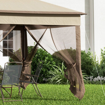 Outsunny Garden Folding Tent Heavy Duty Pop Up Gazebo Outdoor for Party Khaki