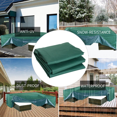 Outsunny Garden Furniture Cover Outdoor Waterproof Rattan Set Rain Protection Green - 4