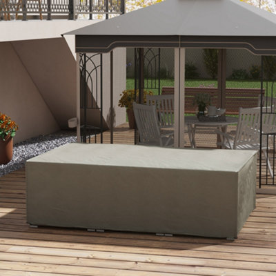 Outsunny Garden Furniture Cover Outdoor Waterproof Rattan Set Rain Protection Grey - 6