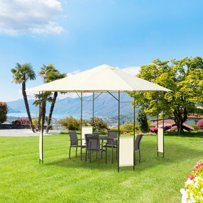 Outsunny Garden Gazebo Awning Tent Marquee Water Resistant Steel Cream 3mx3m