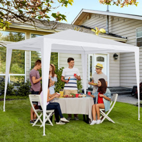 Outsunny Garden Gazebo Marquee Party Tent Wedding Canopy Patio White 2.7 x 2.7m