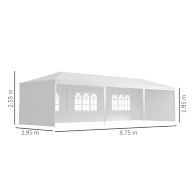 Outsunny Garden Gazebo Marquee Party Wedding Tent Canopy (9m x 3m) - White - 3