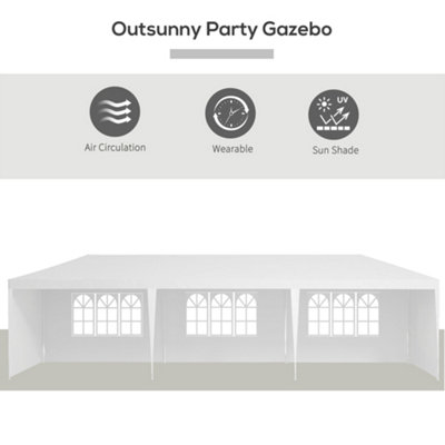Outsunny Garden Gazebo Marquee Party Wedding Tent Canopy (9m x 3m) - White - 6